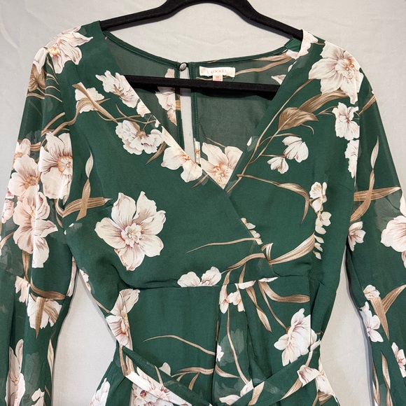 Luxxel Womens Medium Floral Forest Fairy Mini Dress Size Medium Green Ruffled - Picture 4 of 9